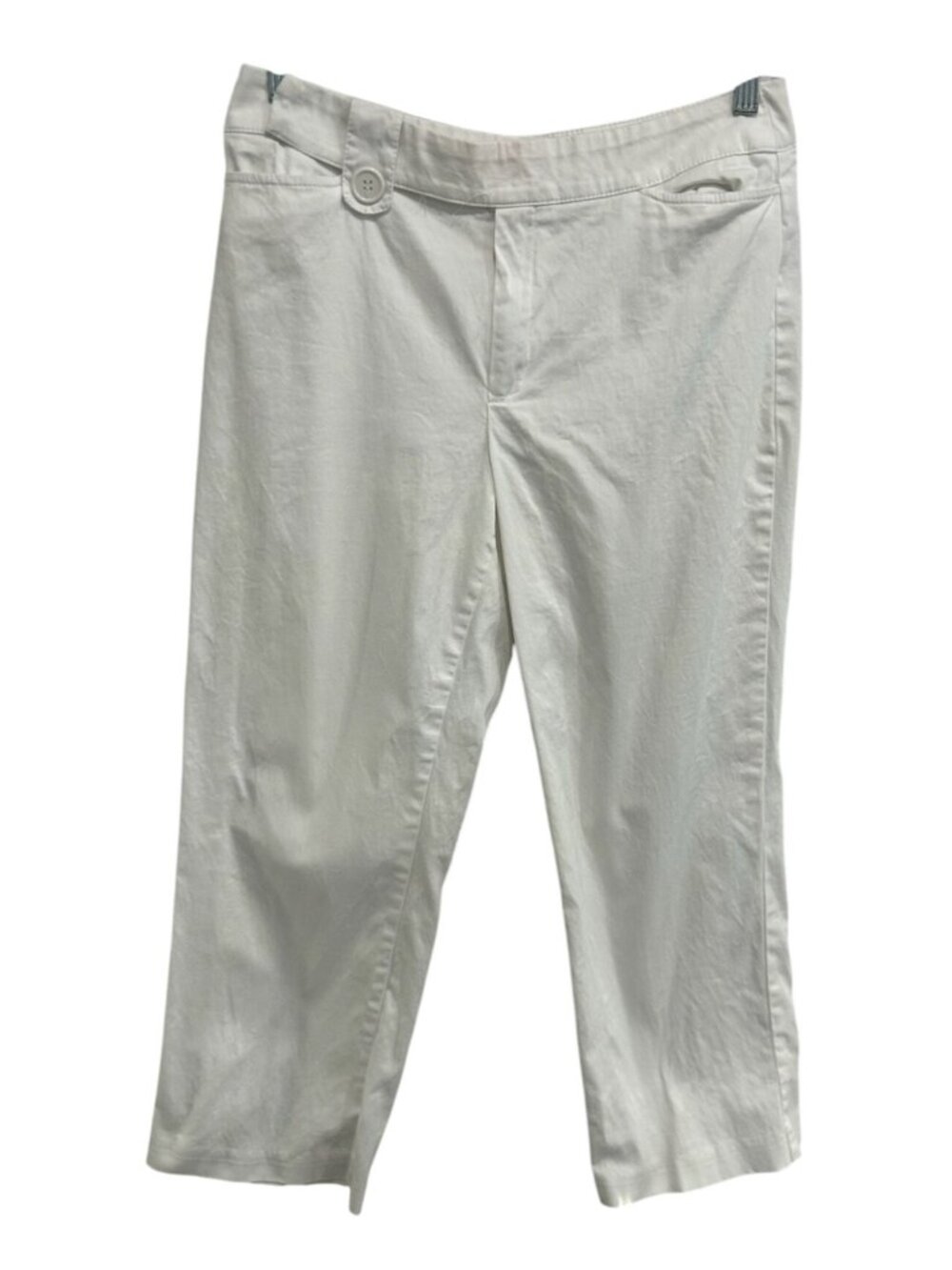 David Paul White Cropped Flat Front Straight Leg Pants Size 8